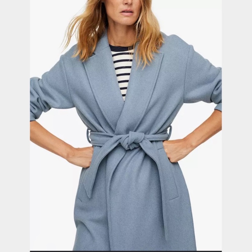 Mango oversize belted wool coat size XS
